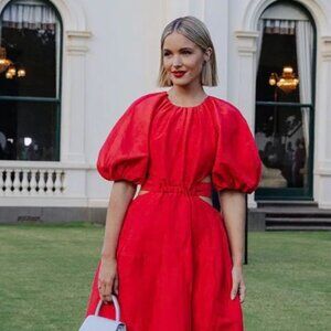 Aje - Mimosa Cutout Midi Dress Scarlet Red